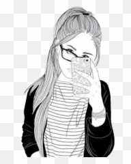 New For Easy Mirror Selfie Drawing - Girl Drawings With Iphone Emoji,Ways To Draw Chibi Emotions