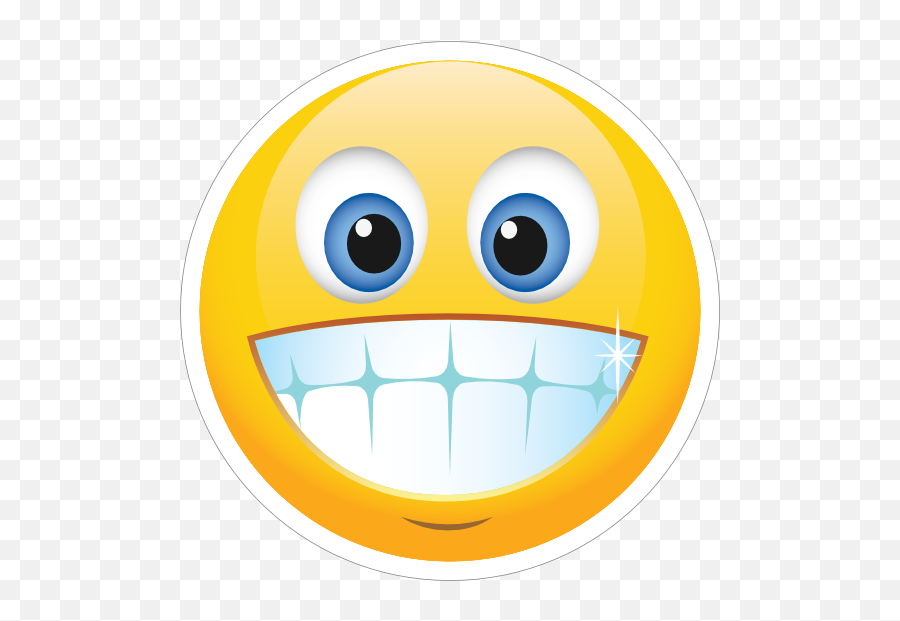 Cute Wide Smile Emoji Sticker - Emoji No Mouth Sticker,Emoticon Smile With Teeth