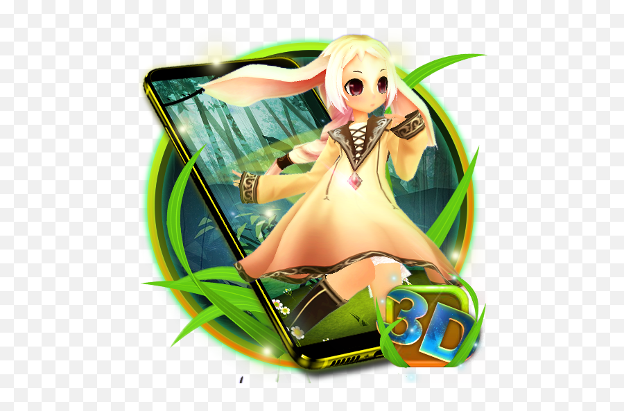 Amazoncom Cute Bunny Girl Forest 3d Theme Appstore For - For Women Emoji,3d Animated Emojis For Android