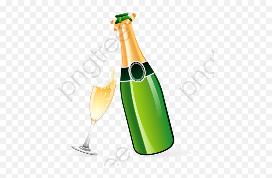 Cartoon Champagne Glasses Clink - Bottle Of Champein Transparent Vector Emoji,Two Champagne Bottels Emoji