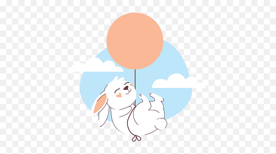 Happy Rabbit On A Flying Balloon Womenu0027s T - Shirt For Sale By Emoji,Bunny In A Tank Emoticon