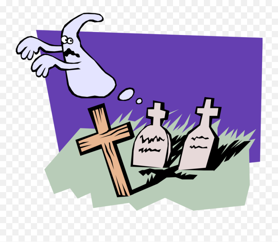Vector Illustration Of Graveyard With Cross And Tombstones - Clip Art Emoji,Gravestone Emoji