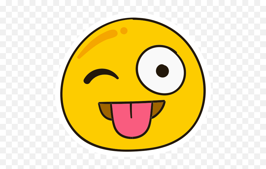 Smiley Tongue Out And Winking Sticker - Smiley Sticker Emoji,Tounge Emoji Png