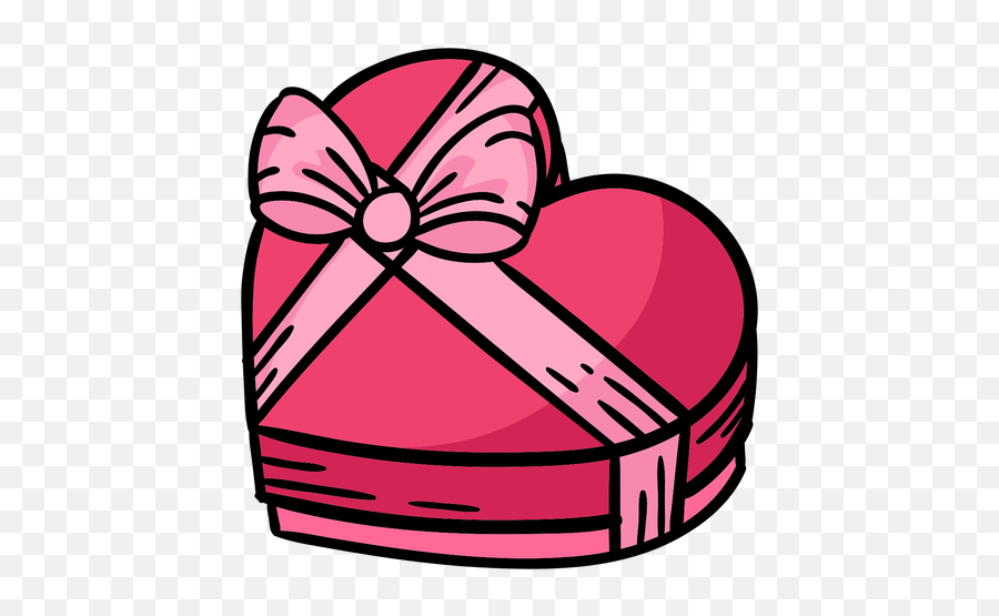 Heart Chocolate Box With Ribbon Colored - Transparent Png Dibujo De Una Caja De Chocolates Emoji,Emoji Valentine Chocolate Box