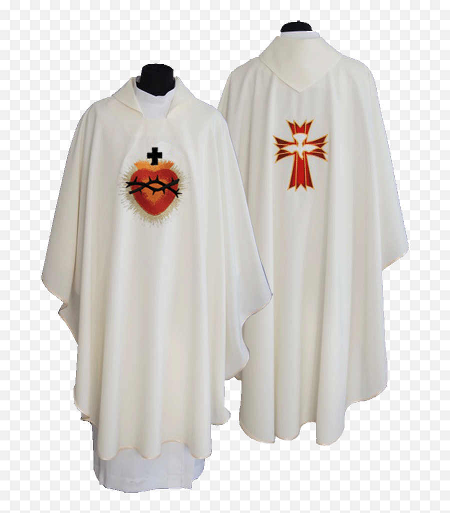 White Chasuble - Sacred Heart And Holy Spirit Cross Emoji,Heart Emoticon Costume