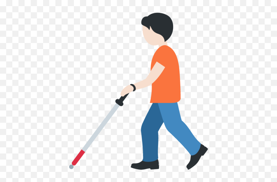 Person With White Cane Light Skin Tone Emoji - Download,Sleeping Emoji Outline