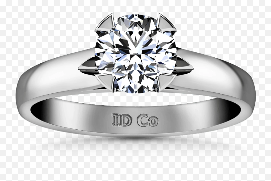 Round Diamond Solitaire Engagement Ring Luna 14k White Gold - Wedding Ring Emoji,Emotion Ring White
