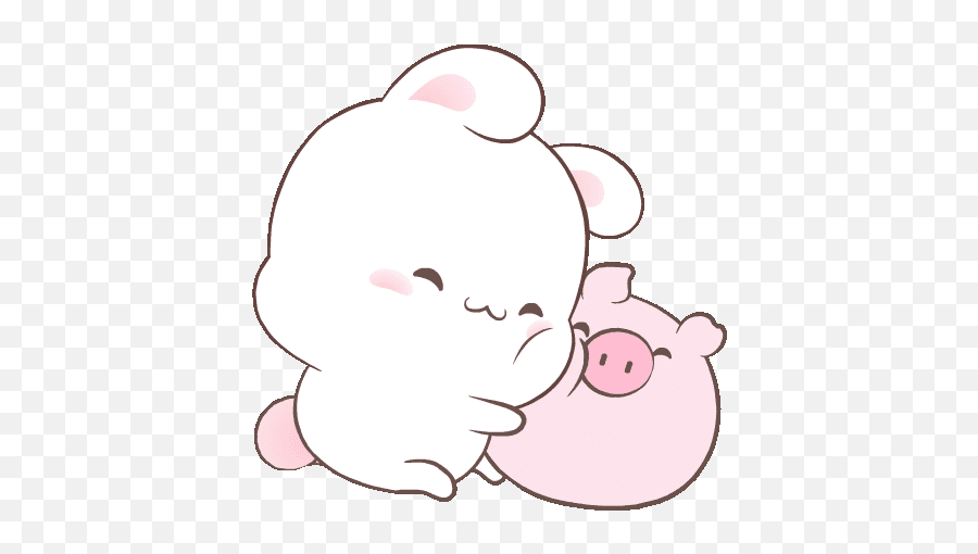 Sweetness - Happy Bunny Pig Gif Emoji,Hug Emoticon Kakaotalk Gif