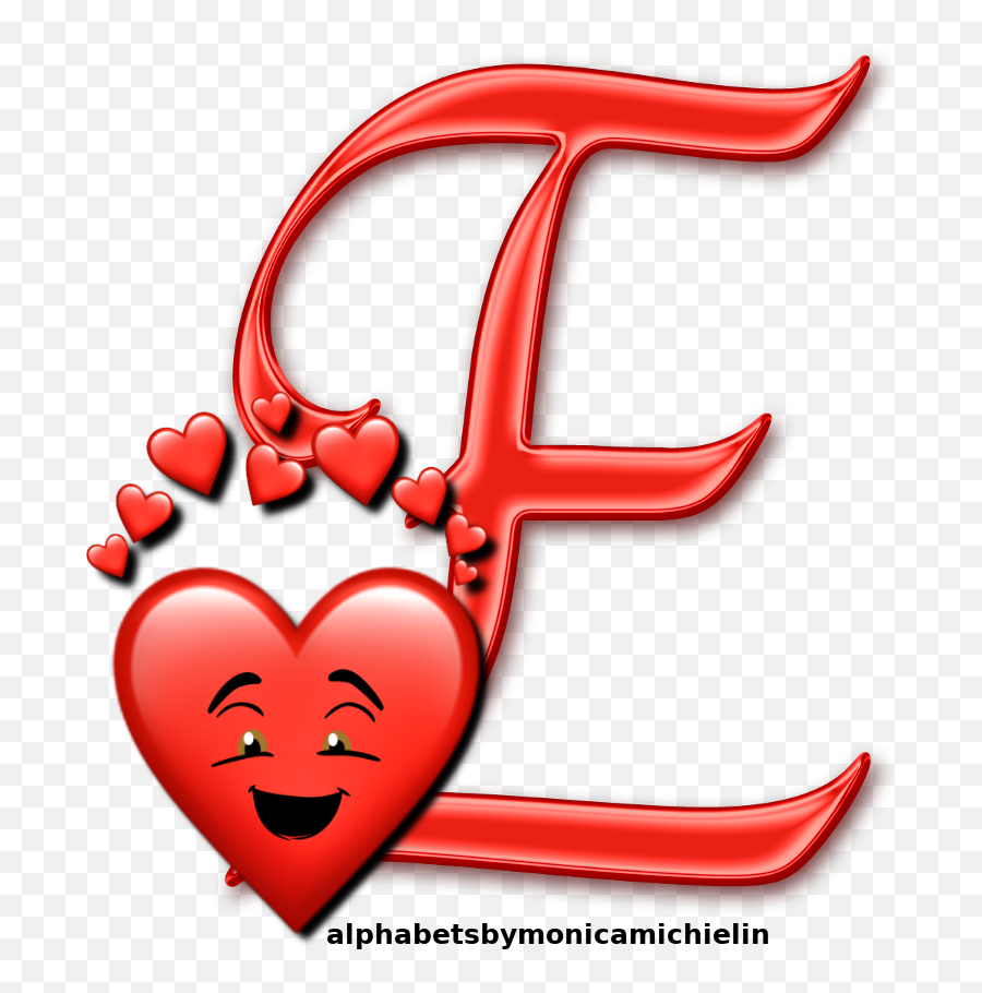 Monica Michielin Alphabets Red Hearts Love Smile Emoji - Emoji Imagem Love Png,:e Emoticon