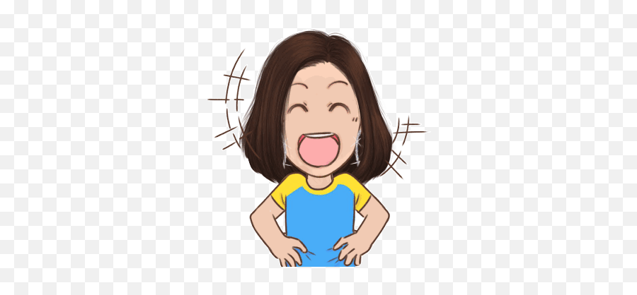 Laughing Big Grin Sticker - Girl Laughing Animated Gif Emoji,Laughing & Crying Emoji