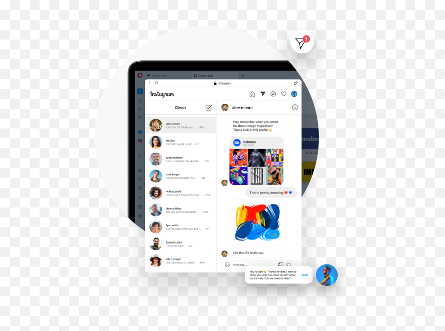 Instagram In Opera Post View And Message On Desktop Opera - Opera Instagram Emoji,Instagram Verified Emoji
