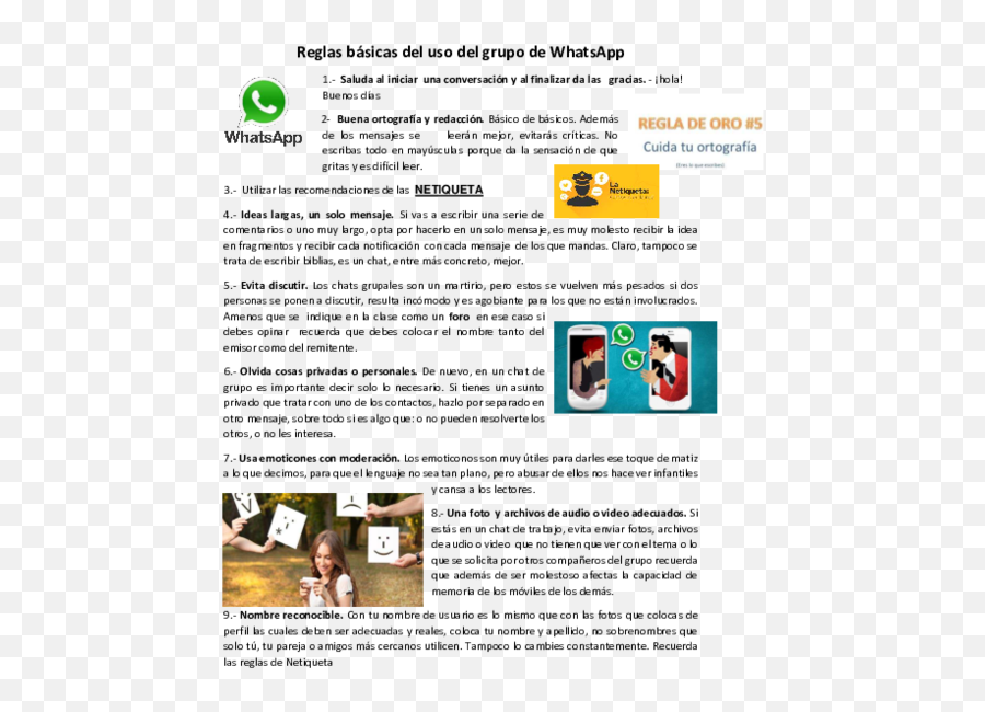 Pdf Reglas Básicas Del Uso Del Grupo De Whatsapp Kelvin - Language Emoji,Emoticon De Dormir Para Facebook