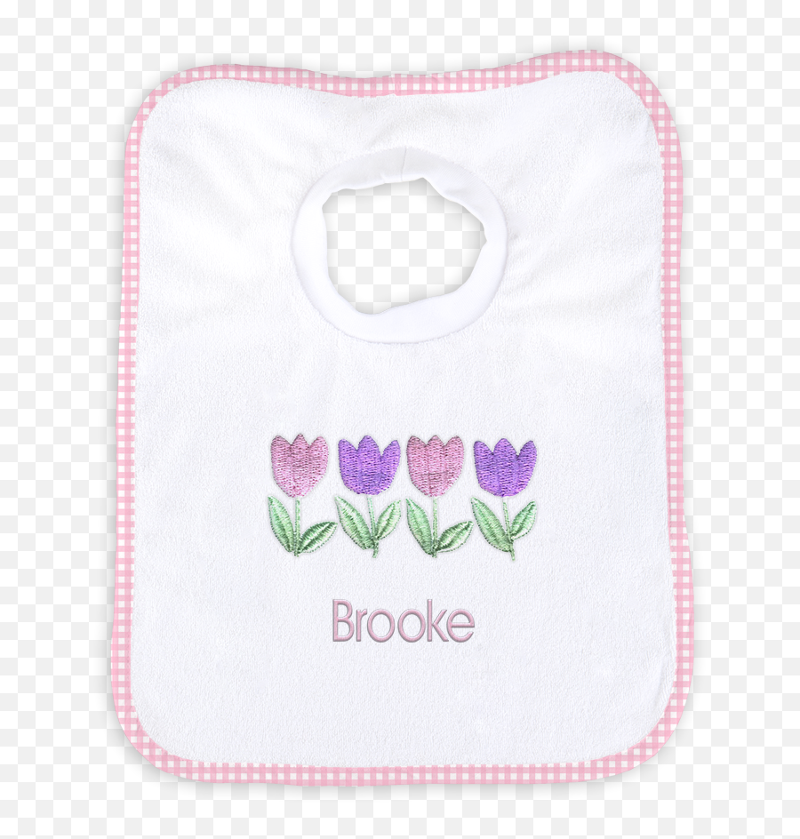 Personalized Bib With 4 Tulips - Embroidery Emoji,Thistle Emoji