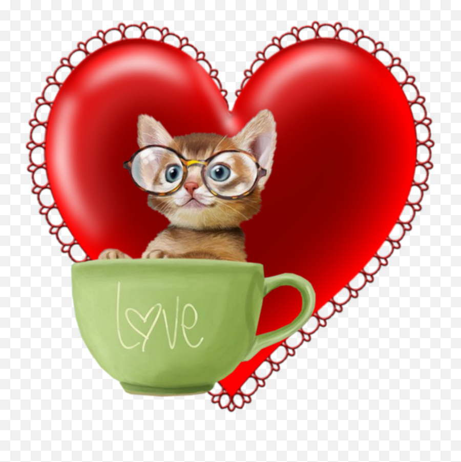 Cuptear Cat Love Heart Sticker By Rafaelmolko Emoji,Cat Heart Emoji Meme