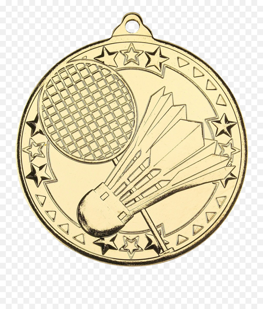 Gold Badminton Tri Star Medal 50mm 2 - Medal Badminton Emoji,Bronze Star Emoji
