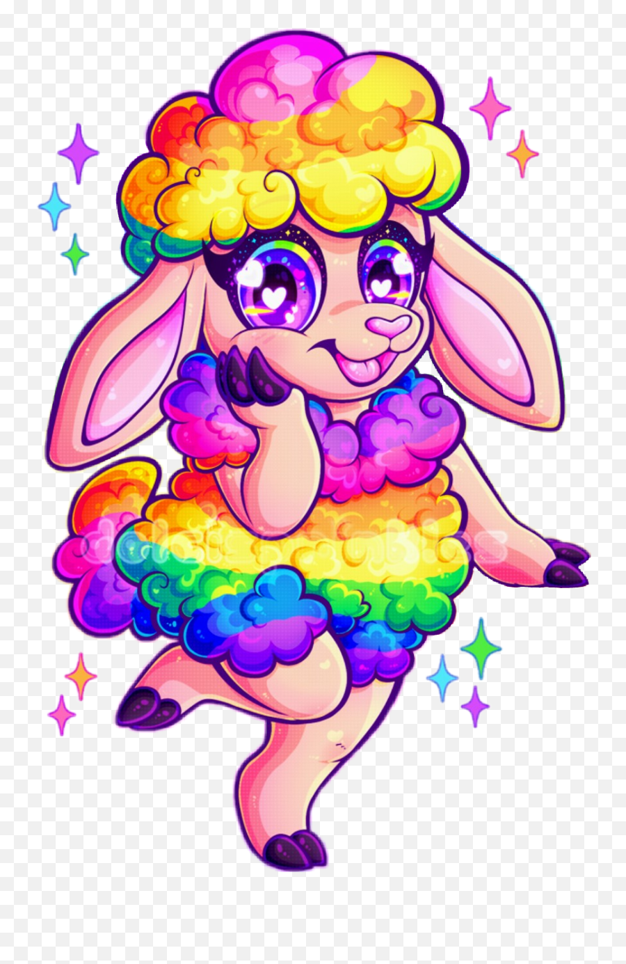 Rainbow Sheep Lamb Sticker By Alicia Coleman - Curly Emoji,Sheep Emoji