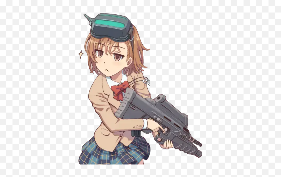 The Best Waifu - Running With Gun Anime Emoji,Misaka Clone Emoticon