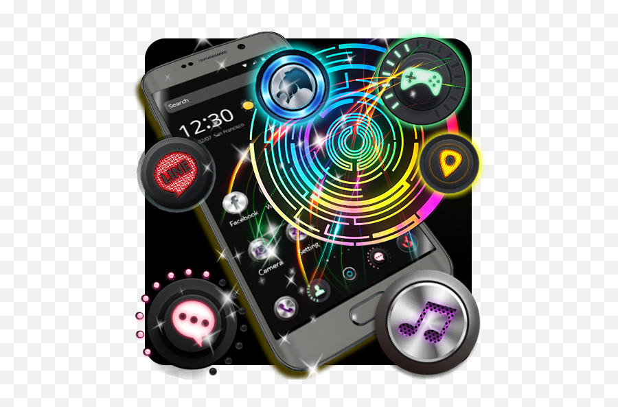 Colorful Neon Button Theme - Apps En Google Play Technology Applications Emoji,Que Significan Los Emojis De Snapchat