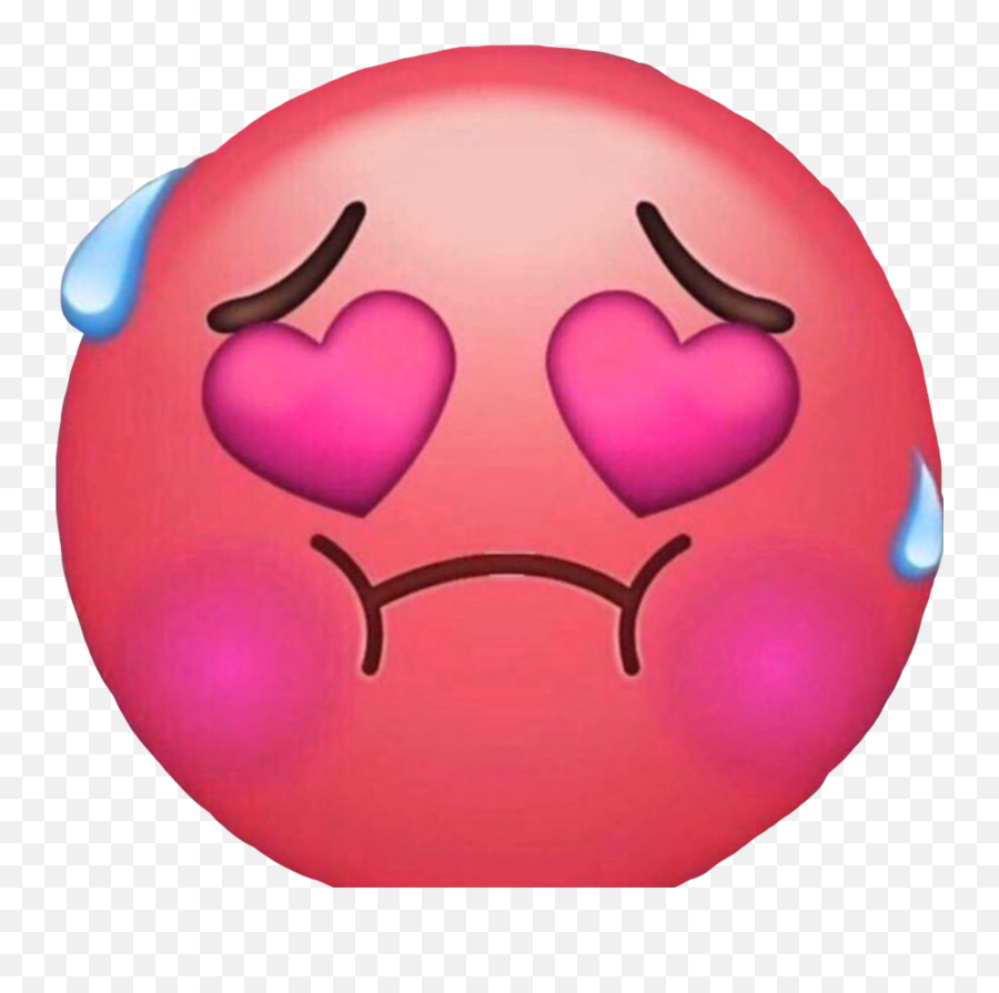 Emoji Sticker Hearteyes Sweat Sticker By Mith - Happy,Sweating Emoji Meme