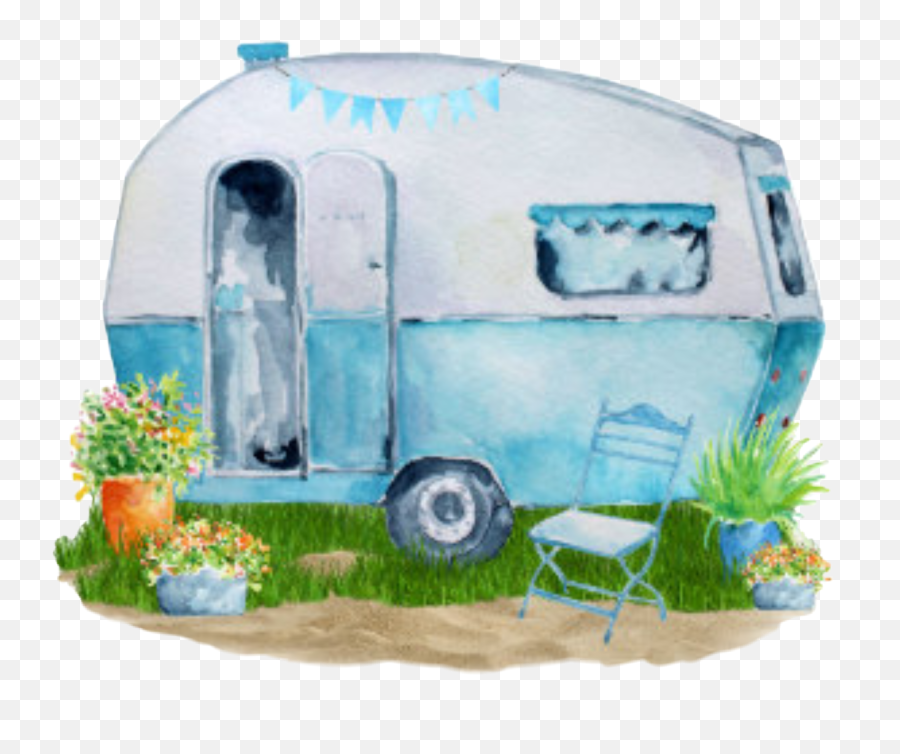 Watercolor Camper Rv Motorhome Sticker - Watercolor Retro Camper Emoji,Motorhome Emoji