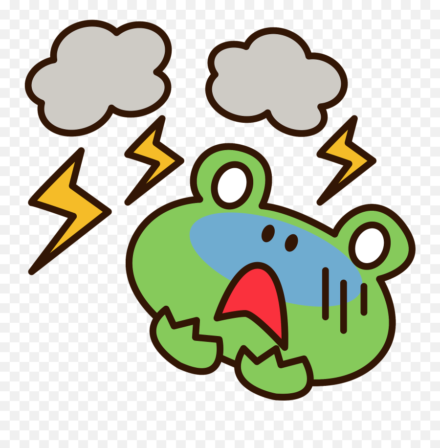 Thunder Is Scaring A Frog Clipart Emoji,Girl Lightning Emoji