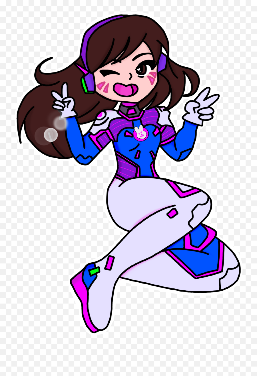 Dva Overwatch Overwatchdva Girl Sticker By Sbevex - Overwatch Dva Cartoon Emoji,Dva Emoji