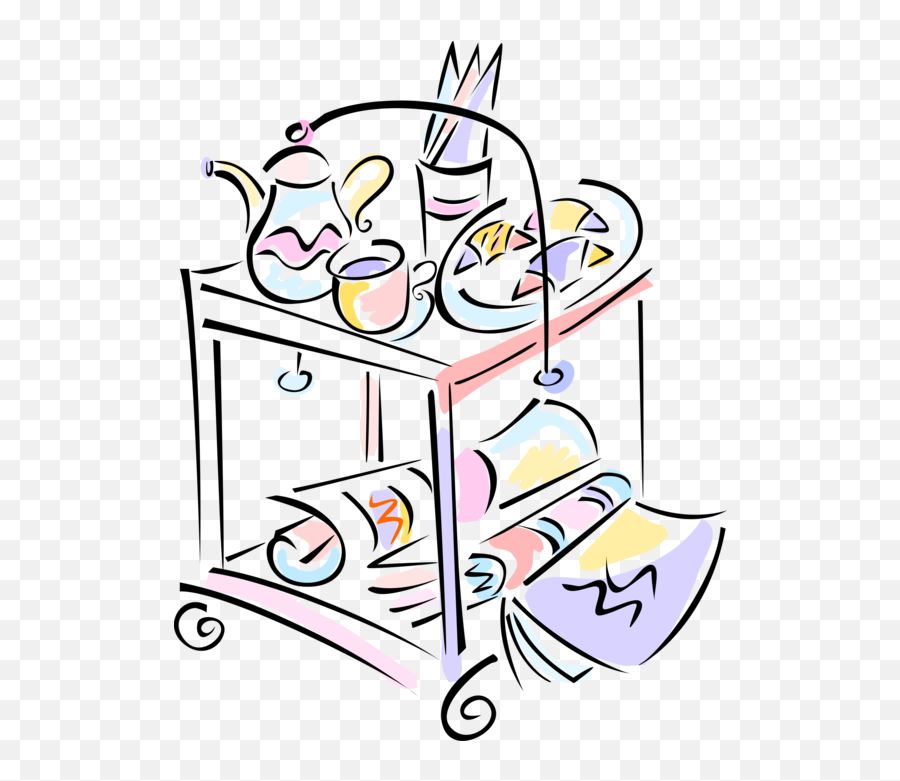 Hotel Cart For Breakfast Clipart - Room Service Food Cartoon Emoji,Breakfast In Bed Emoji