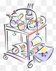 Hotel Cart For Breakfast Clipart - Room Service Food Cartoon Emoji,Breakfast In Bed Emoji