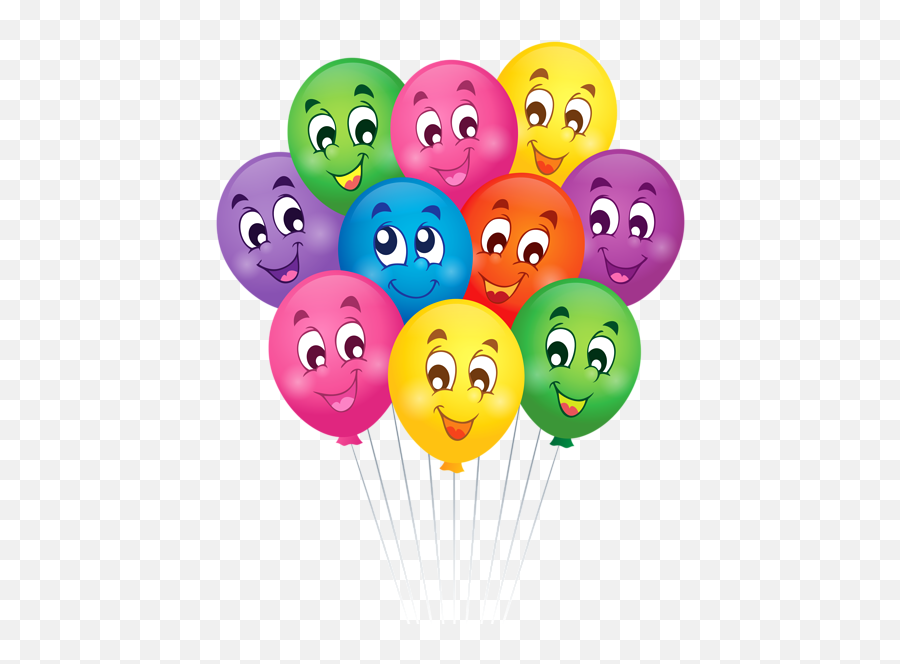 Balloons With Faces Cartoon Png Clipart - Birthday Smiley Face Png Emoji,Emoji Birthday Greetings