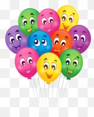 Balloons With Faces Cartoon Png Clipart - Birthday Smiley Face Png Emoji,Emoji Birthday Greetings