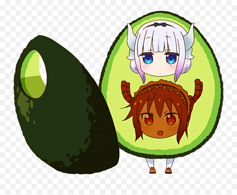 Green Produce Plant Food Fruit Cartoon - Dragon Maid Avocado Emoji,Lucoa Emojis