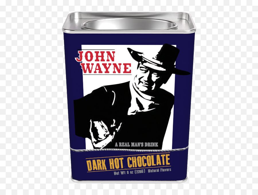 John Wayne Dark Hot Chocolate 8oz Rectangle Tin U2013 Mcstevens - John Wayne Bacon Hot Chocolate Emoji,Hot Beverage Emoji