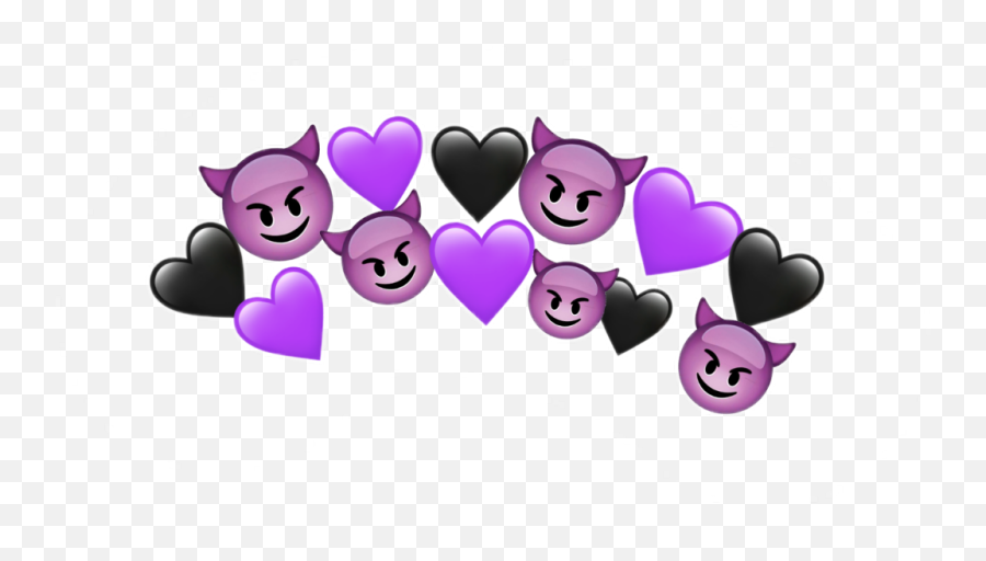 Crown Evil Evils Crowns Black Purple Heart Hearts - Girly Emoji,Green Heart Yellow Heart Purple Heart Emoji