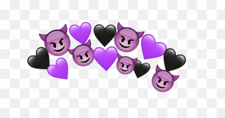 Crown Evil Evils Crowns Black Purple Heart Hearts - Girly Emoji,Green Heart Yellow Heart Purple Heart Emoji