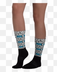 Emoji Eat Sleep Tennis Repeat Socks - Girly,Girls Emoji Knee Socks