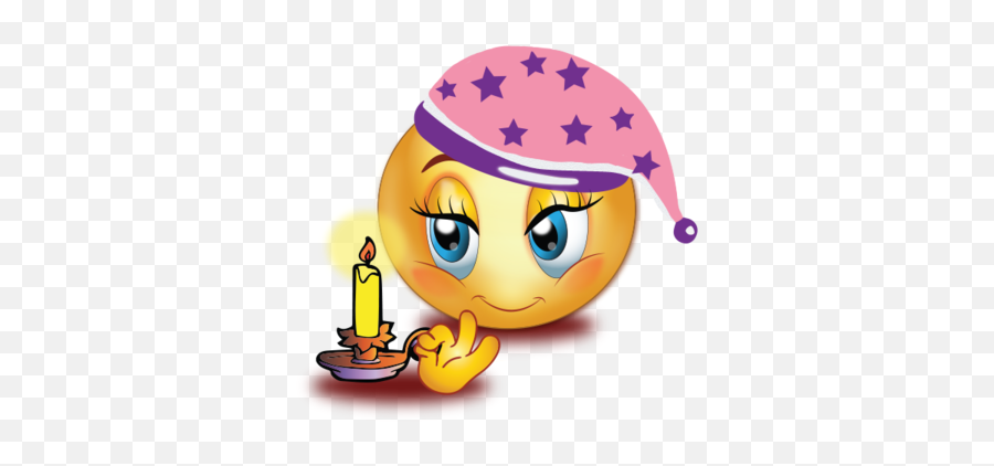 Good Nigh Girl With Candle Emoji,Emoticon For Good Post