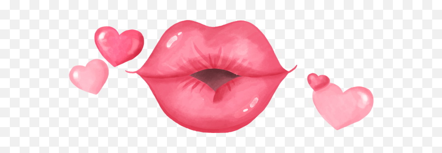 Kiss Valentine Watercolor Clip Art Png Free Download - Pink Lips Vector Png Emoji,Kiss Emoji Transparent Background