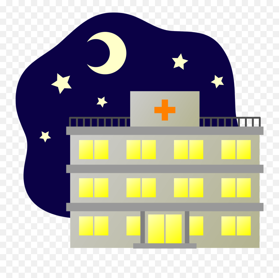 Hospital Building At Night Time Clipart - Man In The Moon Mother Goose Club Emoji,Night Time Emoji