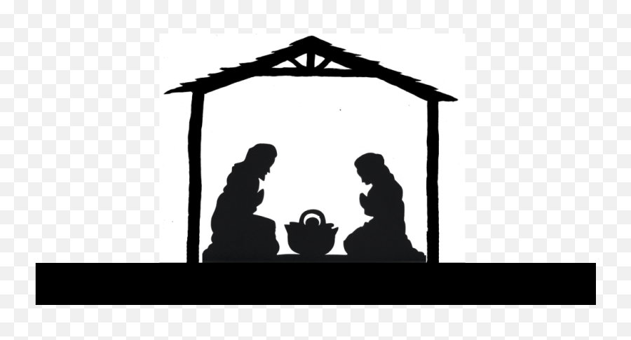 Christmas Nativity Scene Manger Clip - Simple Manger Scene Silhouette Emoji,Nativity Scene Emoticons