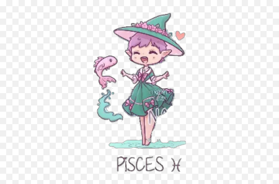 Signos Zodiacales Cute Stickers For Whatsapp - Naomi Lord Pisces Witch Emoji,Witch's Hat Emoji