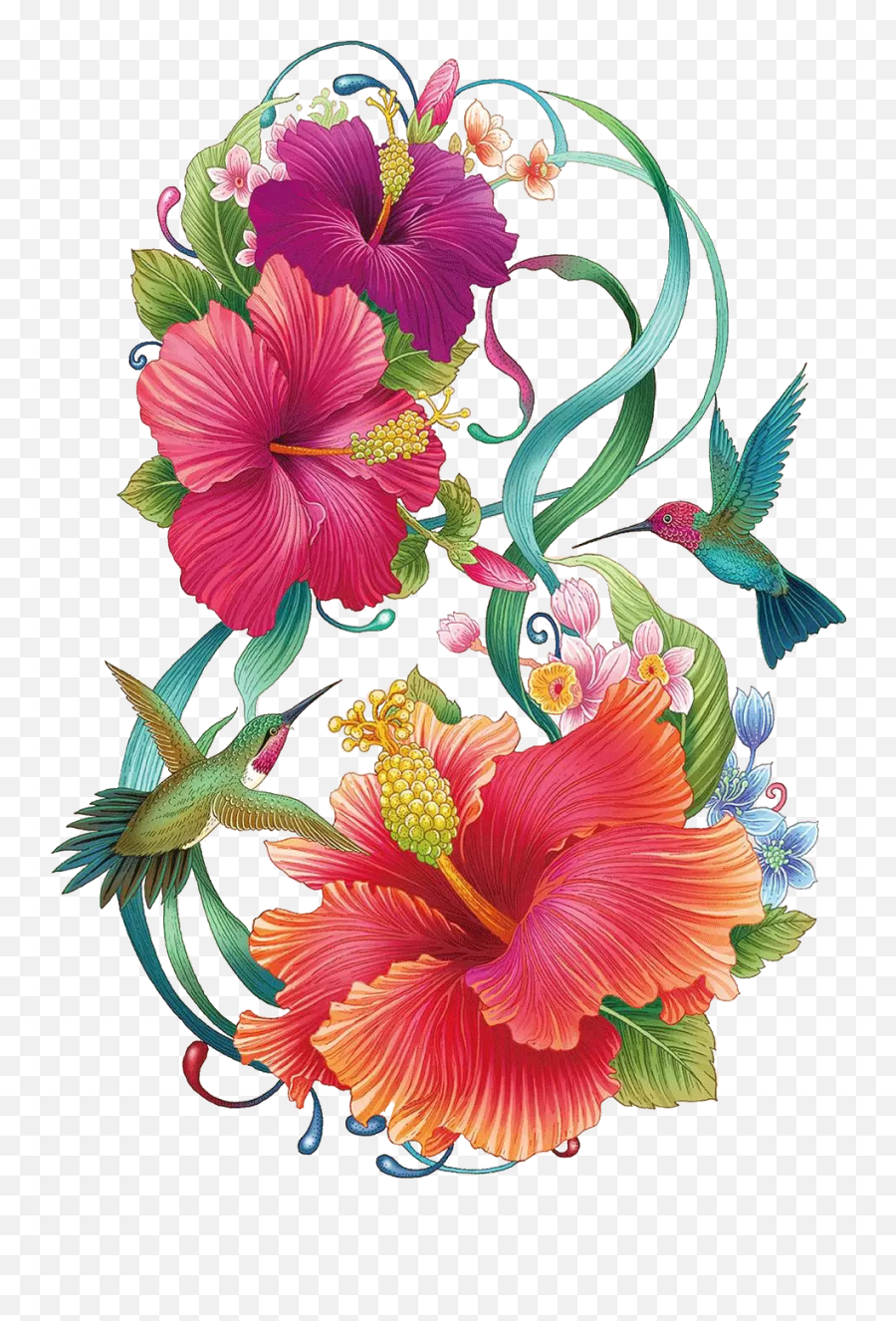 Download Hibiscus Flower Color Hand - Hibiscus Flower Painted Pink Emoji,Hawaiian Flower Emoticon