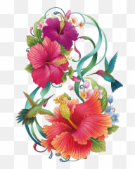 Download Hibiscus Flower Color Hand - Hibiscus Flower Painted Pink Emoji,Hawaiian Flower Emoticon