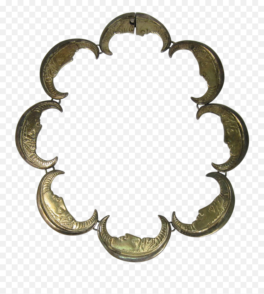 Vintage Crown Trifari Unusual Crescent Moon Face Necklace - Portable Network Graphics Emoji,Moon Face Emoji