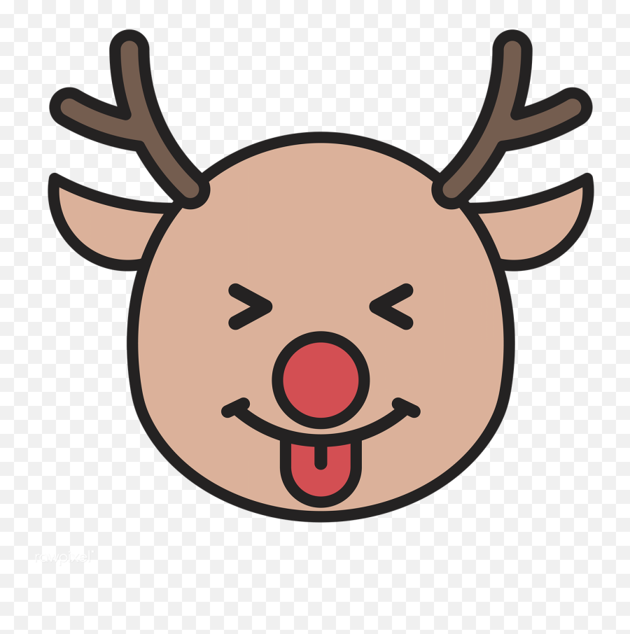 Happy Reindeer Emoji Icon - Rudolph Reindeer Head Transparent Background,Reindeer Emoji