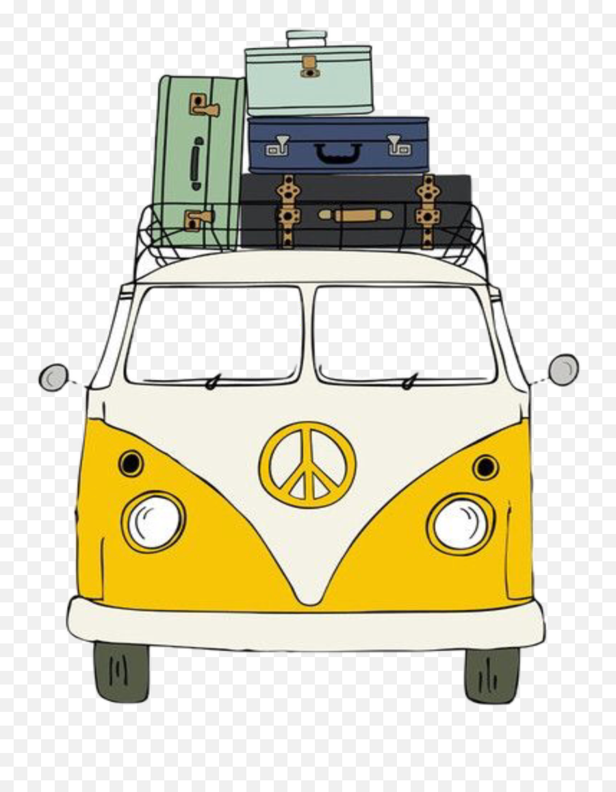 Roadtrip Bus Yellow Yellowbus Sticker - Travel Van Drawing Emoji,Luggage Car Emoticon