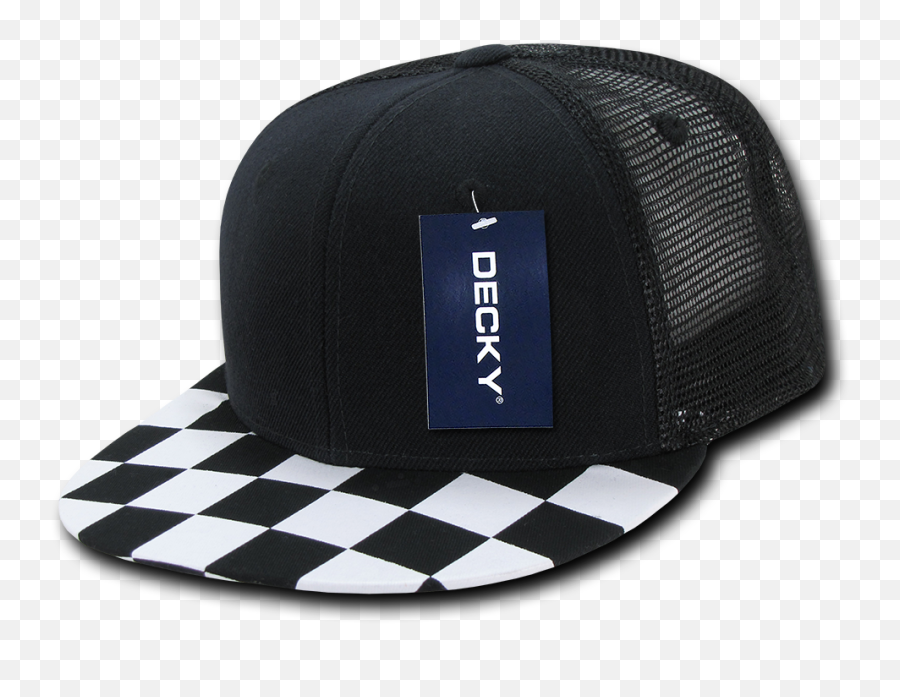 Decky Checkered Racing Flag Trucker Hat Hats Caps Snapback For Men Women Blackwhite - Baseball Cap Emoji,Monochromatic Black And White Emoticons Android