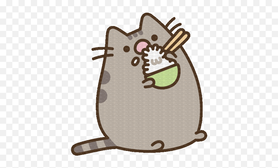 Pusheen Cat Eat Rice Eating - Pusheen Rice Emoji,Eating Rice Emoji