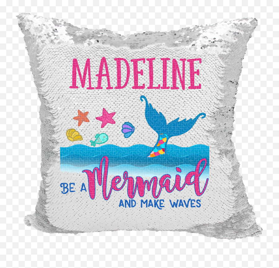 Handmade Personalized Be A Mermaid Reversible Sequin Pillow Case - Girls Pillow Emoji,Mermaid Keyboard Emoticon