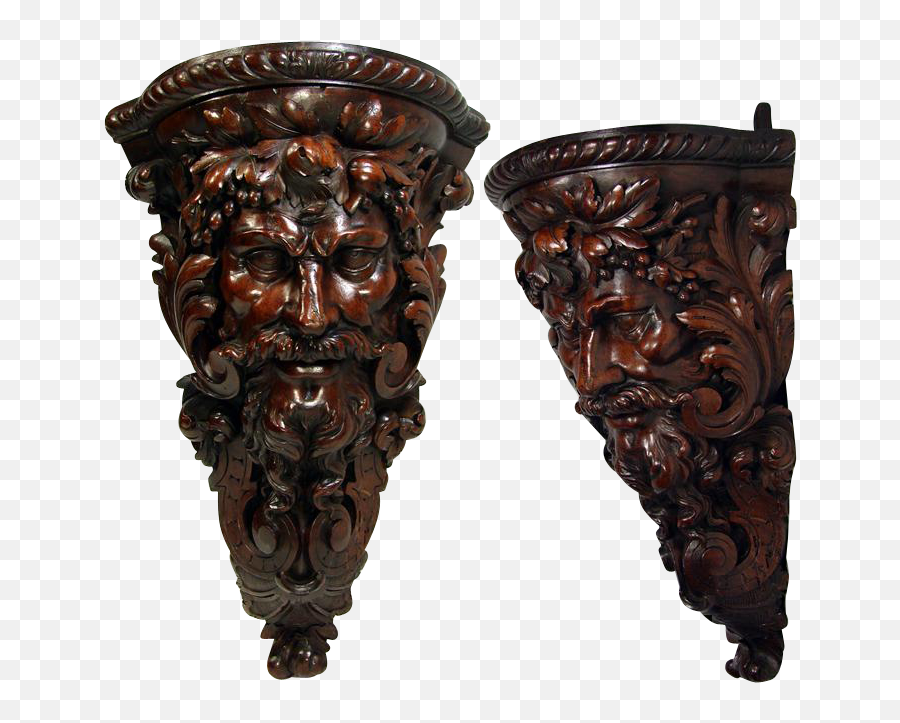 Huge 21u002634 Antique Hand Carved Corner Bracket Shelf Emoji,Sculptures Of Twigs Depicting Emotion