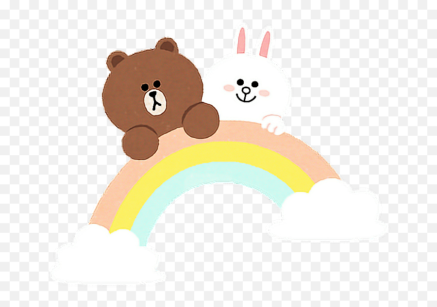Rainbow Line Brown Cony Love Sticker By Teatea - 221 Emoji,Brown And Cony Emoji Stickers